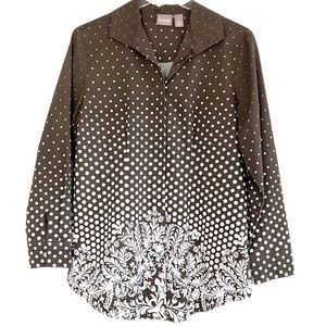 CHICO’s Brown & White Tunic Blouse Chico's Size 1 or US 8